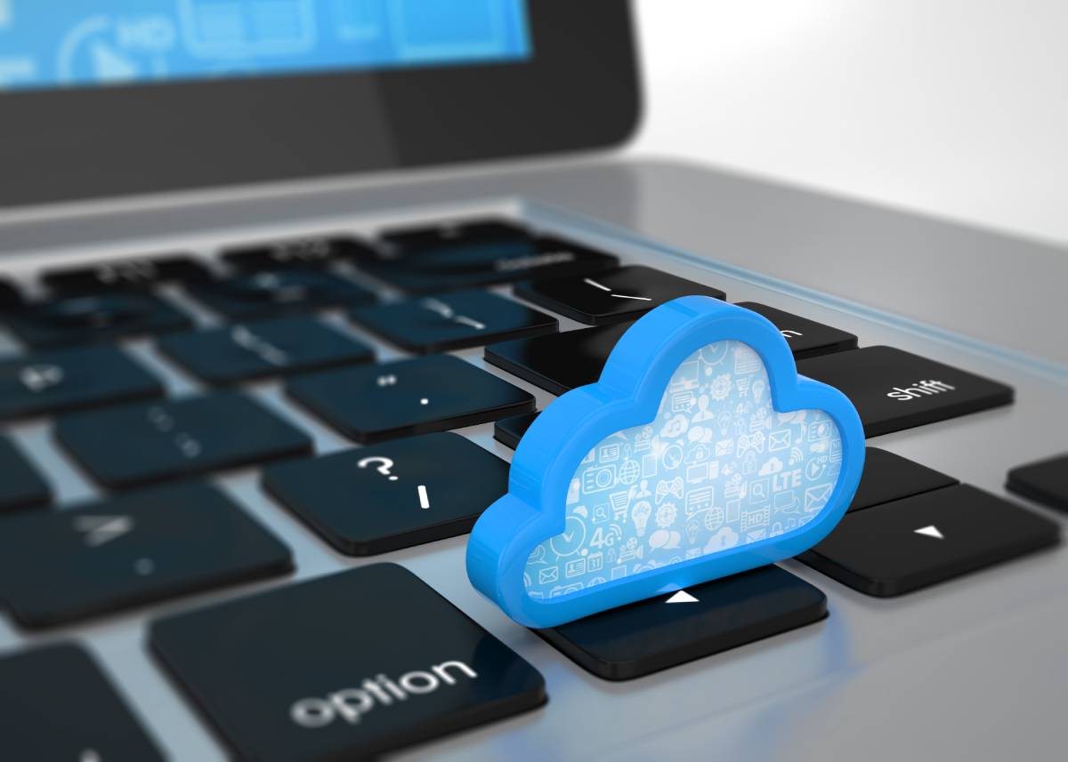 Laptop with digital cloud